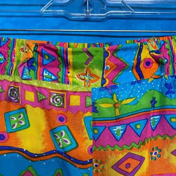 VTG OSCAR DE LA RENTA Expressions 100% Silk Women Elastic Waist Shorts sz S - Picture 2 of 4